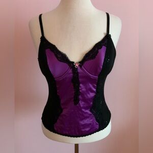 Victoria's Secret Purple and Black Satin Lace Camisole